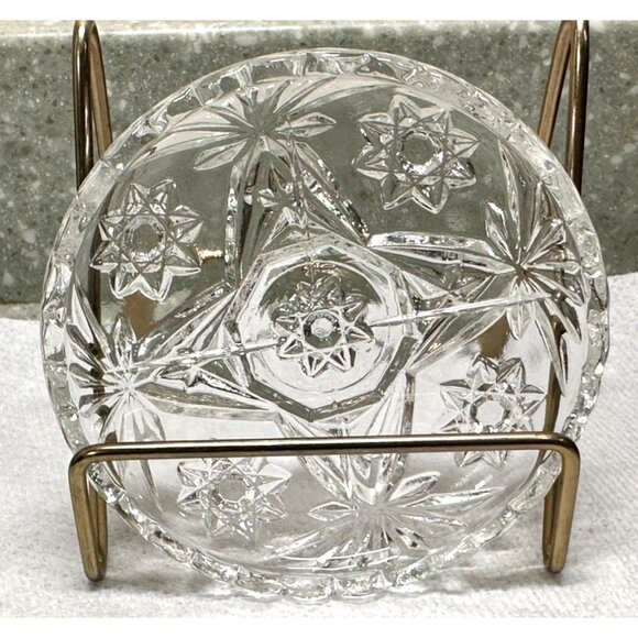 Hocking Glass Co Early American Prescut Coasters Ashtrays Clear Star of David - Picture 1 of 15